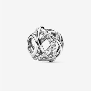 Pandora Sparkling Lines Open Work Necklace, Sterling Silver, Cubic Zirconia